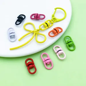Colorful alloy swivel clasps bow keychain DIY jewelry making accessories parts for crafts
