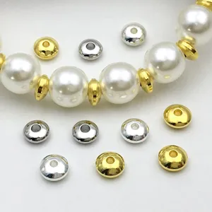 Gold and silver metal spacer beads rondelle abacus charms DIY jewelry making accessories.