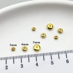 Gold plated brass rondelle spacer beads 3mm 4mm 5mm for DIY jewelry making accessories