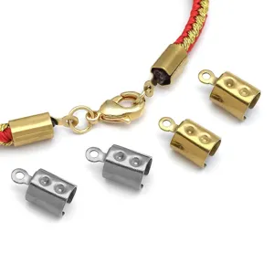 Terminales de cordón de acero inoxidable pinzas crimp pulsera DIY joyería accesorios