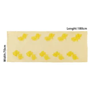 Yellow chiffon embroidered long scarf lightweight sheer shawl fashion headwrap 180x70cm