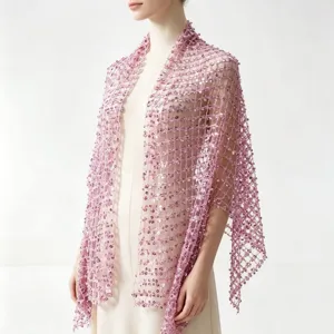 Women Sequined Tassel Shawl Evening Party Wedding Wrap Glitter Mesh Scarf Long Stole For Banquet Dress Accessories