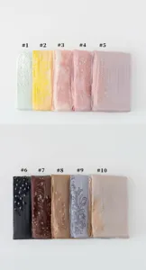 Island silk sequin embroidered long hijab scarf, breathable and versatile women shawl.