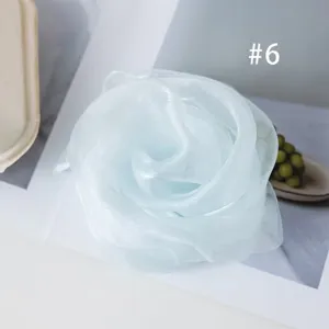 Solid color chiffon square scarf elegant light blue neckerchief for women versatile daily wear.