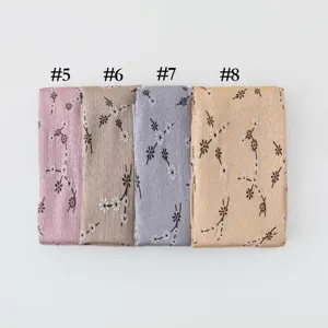 Floral printed silk feel long scarf headband artistic style stylish ladies wrap shawl.