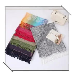 Women Ethnic Paisley Embroidered Tassel Scarf Long Shawl Colorful Fashion Winter Warm Wrap