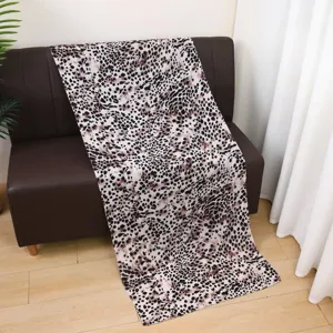 Watercolor tie-dye leopard print satin polyester long scarf shawl for women daily fashion.