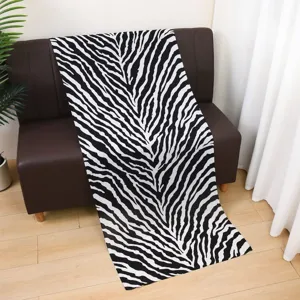 Black and white zebra print long scarf for women, elegant fashion satin polyester shawl wrap.