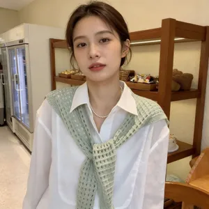 Women hollow knit tied shawl summer air-conditioning room shoulder cape decorative collar