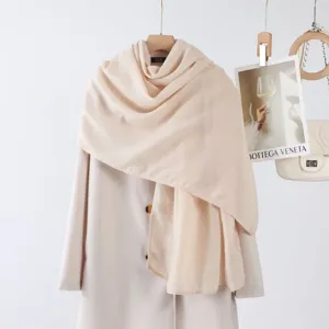 Écharpe longue unie en lin pour femme, élégant châle léger drapé de printemps et foulard.
