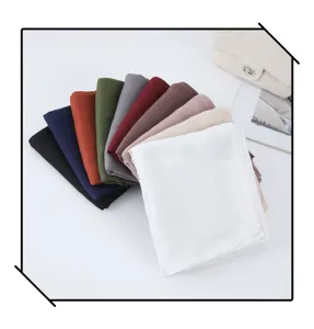 Femme foulard lin couleur unie respirant long hijab decontracte elegant foulard tete