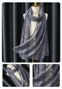 Women's fashion grey lace headscarf shawl scarf elegant draped accessory for women