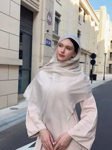 Solid color breathable textured hijab scarf for women casual daily wear elegant fashion wrap