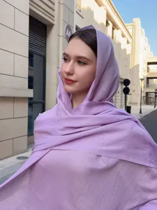 Casual solid color breathable slub long scarf and versatile shawl for daily wear and travel.
