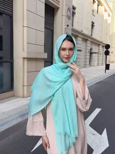 Solid color slub long scarf, breathable and comfortable shawl for daily travel wear and styling.