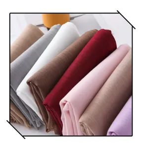 Solid color slub long scarf detail, lightweight breathable casual versatile travel shawl for women