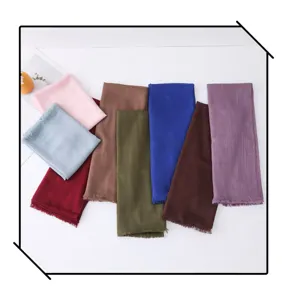 Solid color slub long scarf versatile breathable shawl casual travel accessory multiple colors.