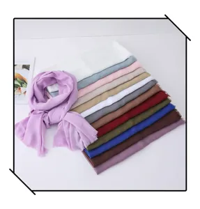Solid color long scarf breathable lightweight casual shawl multi-color versatile fashion stole