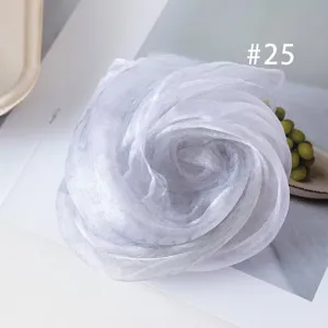 Solid color chiffon square scarf for women and kids, soft fabric, elegant versatile neckerchief.