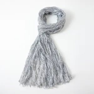 Detailed close-up view of the lightweight spring summer pleated striped crinkle gauze scarf.