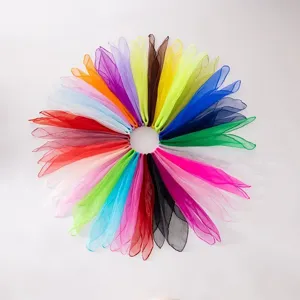 Colorful chiffon square scarves set, perfect for children stage performances and daily fashion wear.