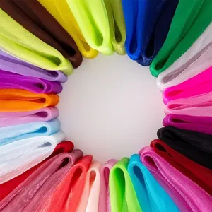 Colorful organza square scarf, vibrant candy colors for kids stage performance decoration.