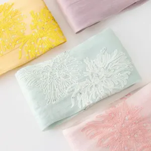 Discover our elegant island silk embroidered sequin long scarf, breathable and stylish for women.