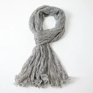 Plissé striped metallic bubble gauze scarf, lightweight spring summer shawl hijab wrap.