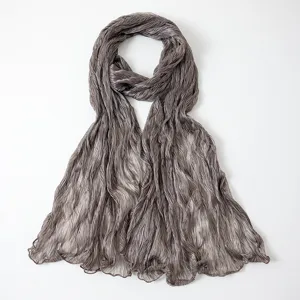 Elegant shimmering crinkled sheer scarf for women, lightweight spring summer accessory.