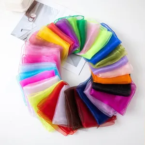 New solid color chiffon 60x60cm small square scarf candy color versatile stage performance gauze