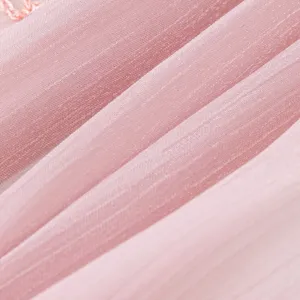 Pink island silk embroidered long scarf fabric detail, breathable, soft, comfortable and stylish.