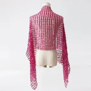 Hot pink sequin mesh shawl for women evening party dress wrap shimmering fashion scarf item