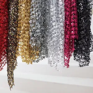 Sequined fringe shawl evening party sequin scarf wrap elegant metallic tassel cape women sparkly