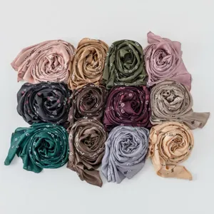 Floral long scarf set, elegant printed headscarf variant display for women daily wear.