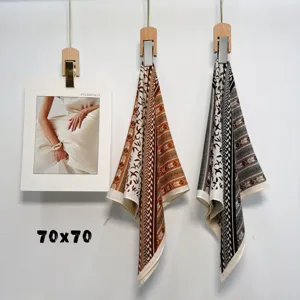 Retro vintage printed silk scarf 70x70cm fashion square neck scarf for women spring style