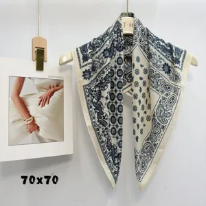 Spring autumn imitation silk square scarf 70x70cm elegant paisley print neckerchief woman