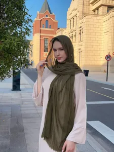 Solid color bubble hijab shawl lightweight breathable fashion women headscarf outdoor daily wear