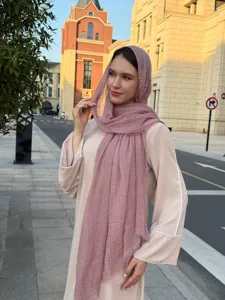Plain bubble hijab scarf for women, lightweight crinkle head wrap, comfortable daily wear.