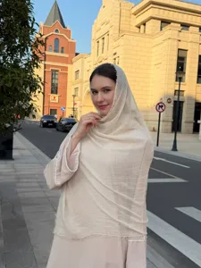 Solid color bubble scarf lightweight sun protection travel shawl breathable hijab cape for women