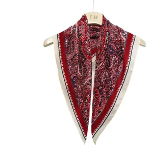 Retro paisley red square scarf women fashion stylish print neckerchief spring main view