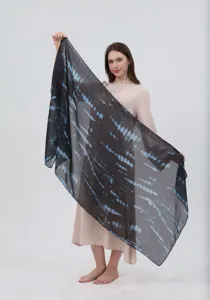 Women fashion tie dye gradient watercolor scarf lightweight shawl elegant wrap accessory.