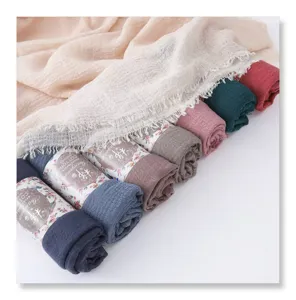 Solid color bubble scarf travel shawl lightweight sun protection breathable multi-color wrap