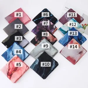 Women gradient watercolor print satin silk scarf multi-color square fashion hijab shawl