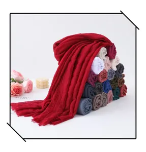Solid color bubble scarf travel shawl thin lightweight warm cape wrap versatile fashion accessory.