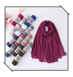 Solid color bubble scarf lightweight travel shawl breathable sun protection scarf for women