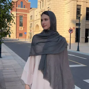 Women solid color bubble hijab scarf lightweight outdoor travel shawl sun protection cape