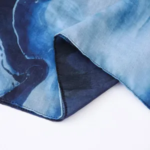 Women gradient printed scarf watercolor style fashion elegant soft blue shawl accessory