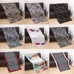 Women Satin Polyester Scarf Watercolor Leopard Print Long Shawl Fashion Casual Headscarf Neck Wrap