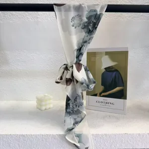 Gradient Chiffon Scarf Elegant Long Streamer Diagonal Neck Scarf for Women Fashion Accessory