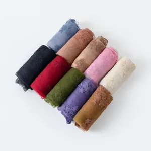 French vintage lace floral headscarf women solid color embroidery versatile scarf shawl